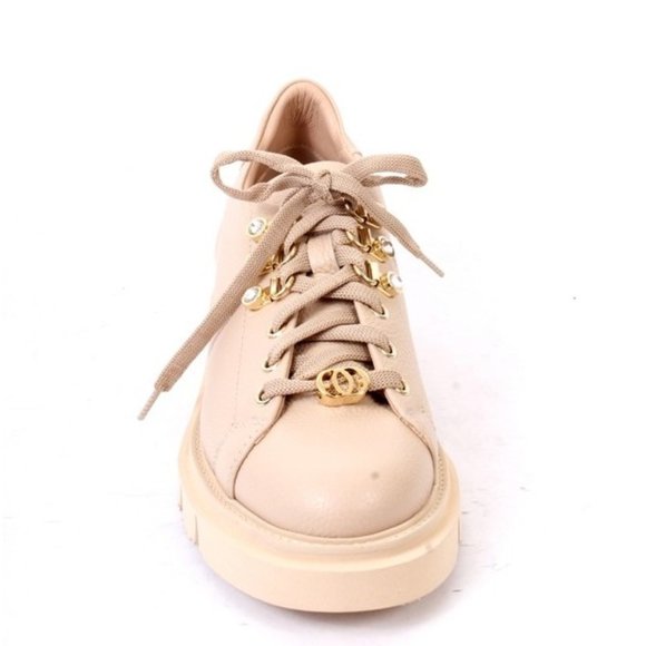 Luca Grossi 249 Beige Leather Platform Loafer Sneakers Shoes - Picture 7 of 8